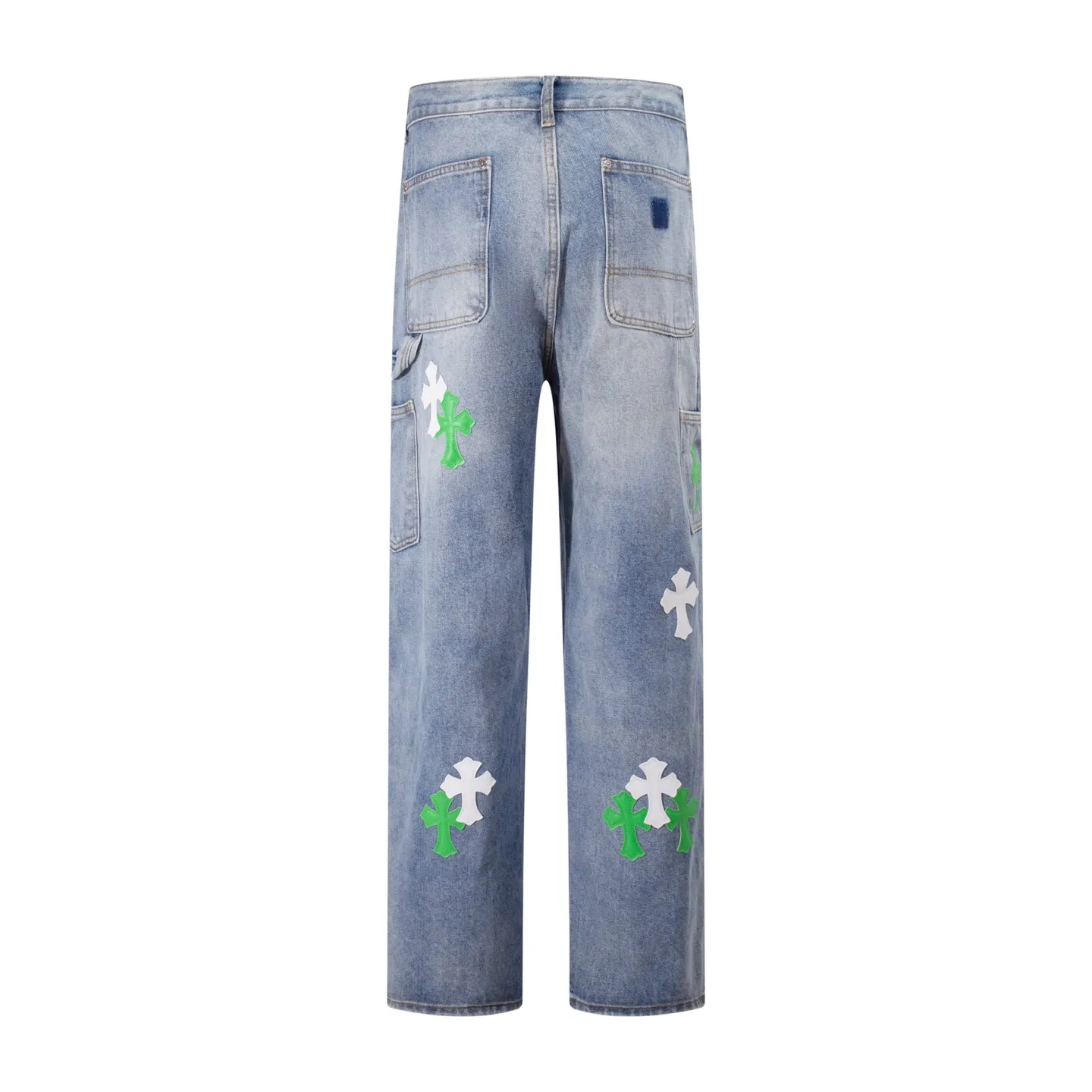 P260 Style No.: H924 Croxin & 𝐂𝐡𝐫𝐨𝐦𝐞 𝐇𝐞𝐚𝐫𝐭 ss25 white and green leather logging work jeans. Styles with different washed textures are very friendly to people with thin legs. The slightly flared version perfectly modifies the leg shape. The timeless and moderate length makes it easy to match and match. It is the basis for various styles and is a must-have in your wardrobe! The fabric is stiff but also makes the upper body soft without losing texture. The washing process is even more perfect. It is a must-have item for everyone! ! ! Washed wheat, hang tag, pants label, three labels complete Color: blue Size: 28-30-32-34-36